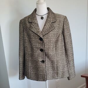 Jones Studio Separates, Black & Cream Pattern Blazer, Size 16W
